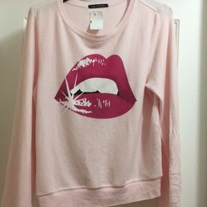 Wildfox pink sweatshirt lips mouth glamour shirt